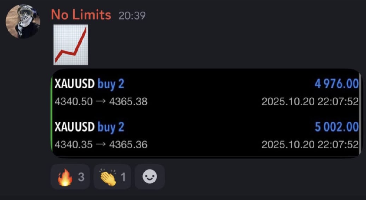 Member trade screenshot — XAUUSD double buy